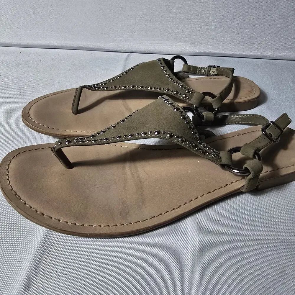 Simply Vera Wang Studded Brown Thong Sandal Womens Size 9 - Picture 3 of 7